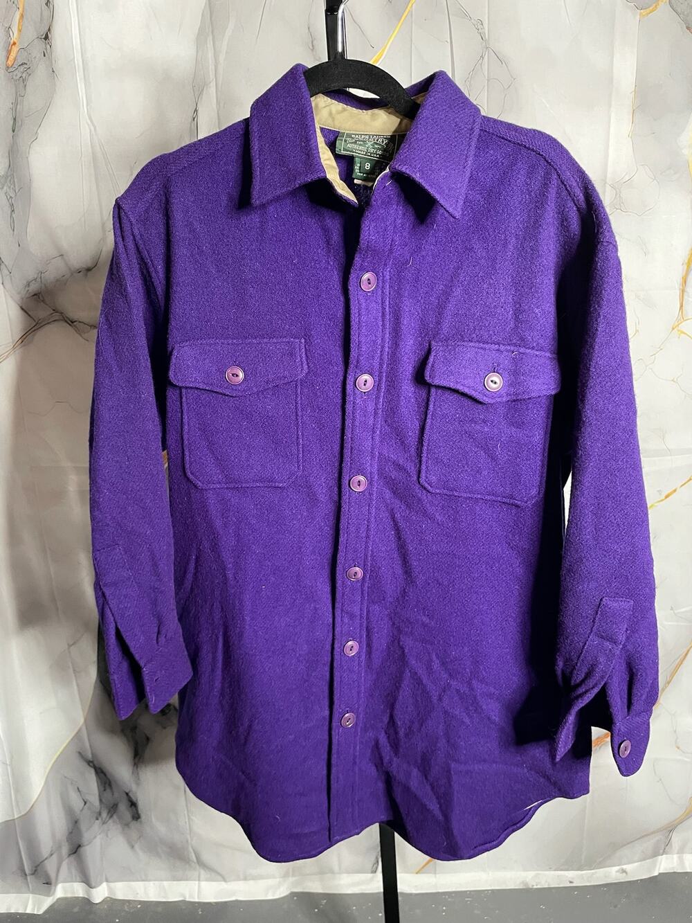OLD Polo Country Ralph Lauren Purple 100% Wool Shirt Jacket Sz.8